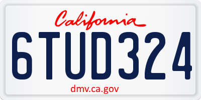 CA license plate 6TUD324