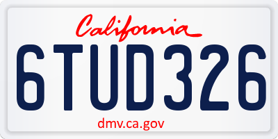 CA license plate 6TUD326