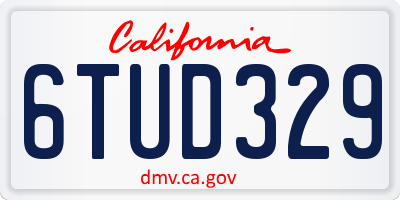 CA license plate 6TUD329