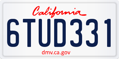 CA license plate 6TUD331