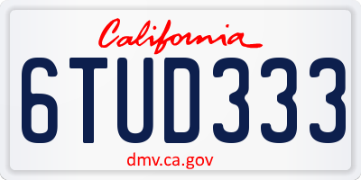 CA license plate 6TUD333