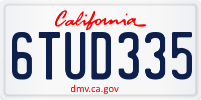 CA license plate 6TUD335