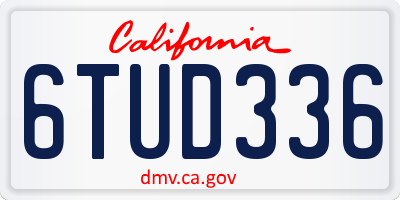 CA license plate 6TUD336