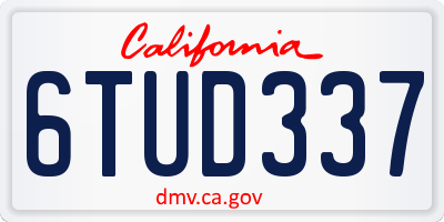 CA license plate 6TUD337