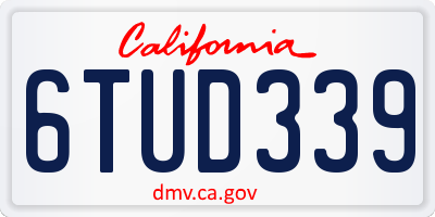 CA license plate 6TUD339