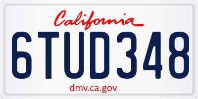 CA license plate 6TUD348