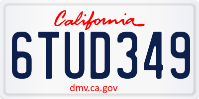 CA license plate 6TUD349