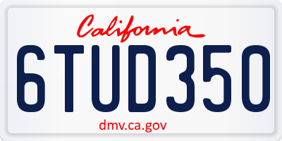 CA license plate 6TUD350