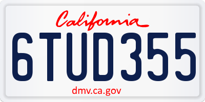 CA license plate 6TUD355