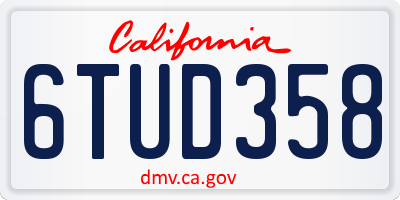 CA license plate 6TUD358