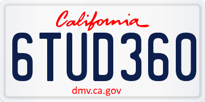 CA license plate 6TUD360