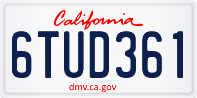 CA license plate 6TUD361