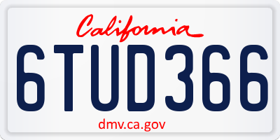 CA license plate 6TUD366