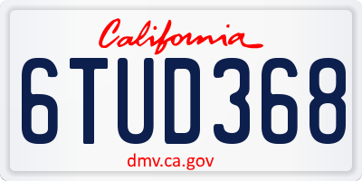 CA license plate 6TUD368