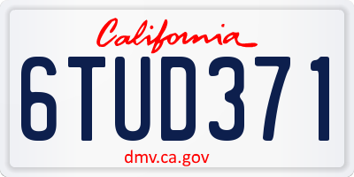 CA license plate 6TUD371