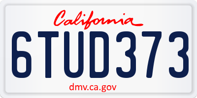 CA license plate 6TUD373