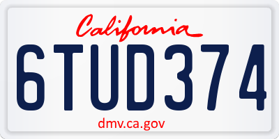CA license plate 6TUD374