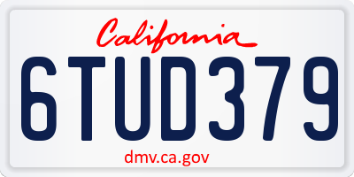 CA license plate 6TUD379