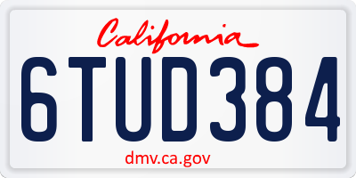 CA license plate 6TUD384