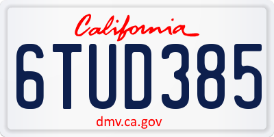 CA license plate 6TUD385