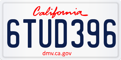 CA license plate 6TUD396