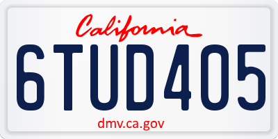 CA license plate 6TUD405