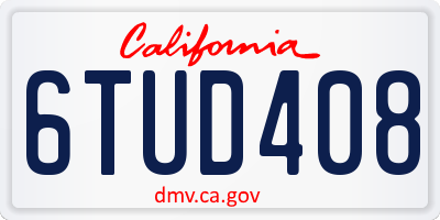CA license plate 6TUD408
