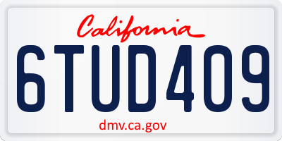CA license plate 6TUD409