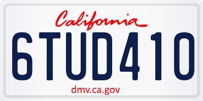 CA license plate 6TUD410