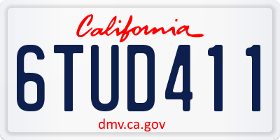 CA license plate 6TUD411