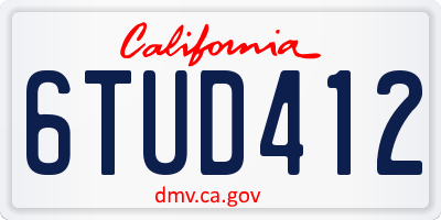 CA license plate 6TUD412