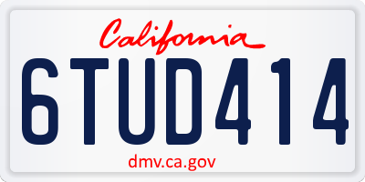CA license plate 6TUD414
