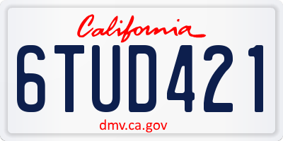 CA license plate 6TUD421