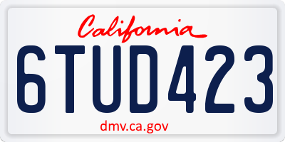 CA license plate 6TUD423