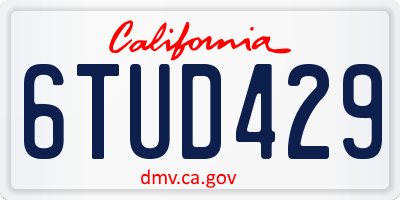 CA license plate 6TUD429