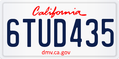 CA license plate 6TUD435