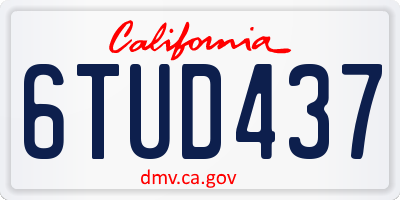 CA license plate 6TUD437
