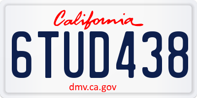 CA license plate 6TUD438