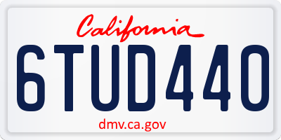 CA license plate 6TUD440