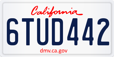 CA license plate 6TUD442
