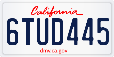 CA license plate 6TUD445