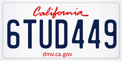 CA license plate 6TUD449