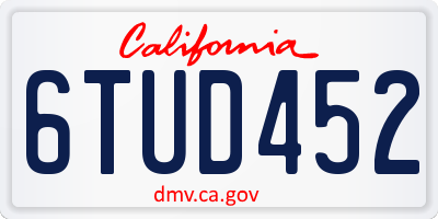 CA license plate 6TUD452