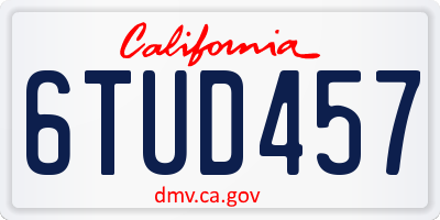 CA license plate 6TUD457