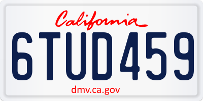 CA license plate 6TUD459