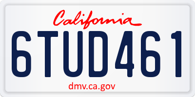 CA license plate 6TUD461