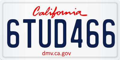 CA license plate 6TUD466