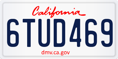 CA license plate 6TUD469