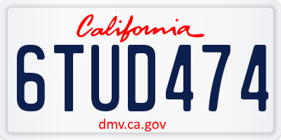 CA license plate 6TUD474