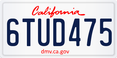 CA license plate 6TUD475